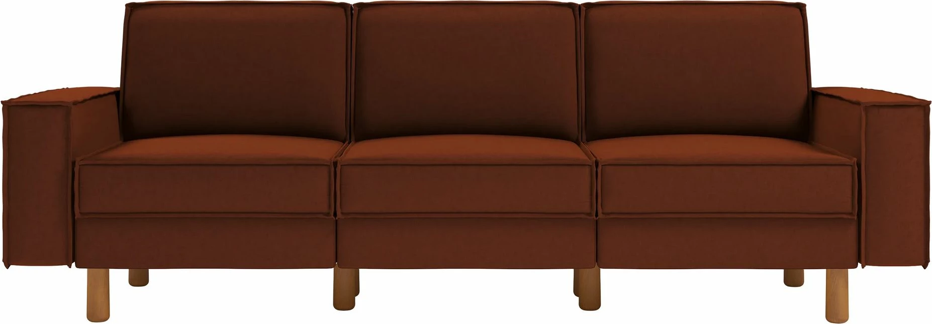 Divan treshe, ngjyrë e kuqe tjegulle, këmbë druri arre, Atelier del Sofa Sparrow Extra 3