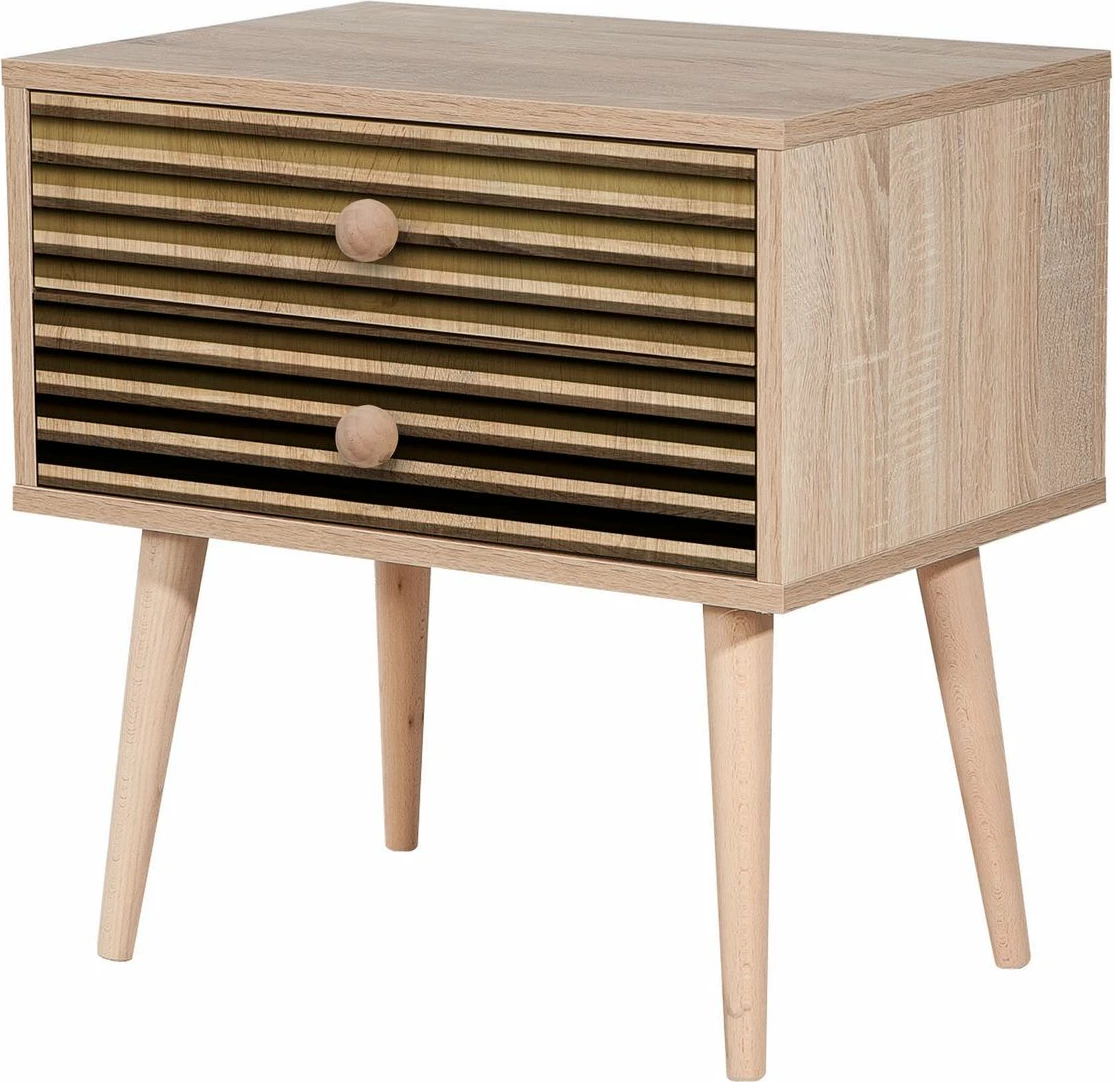 Komodinë nate Hanah Home, dy sirtarë, Sonoma Oak
