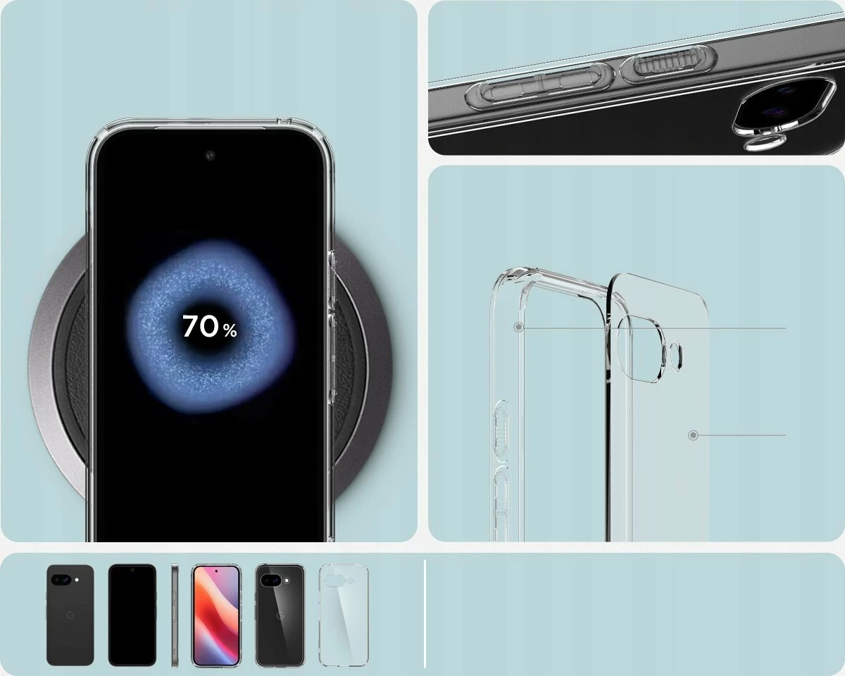 Mbështjellës Spigen Ultra Hybrid ACS09042 për Google Pixel 9a, mbrojtje Mil-Grade, kompatibil me karikim wireless, transparent