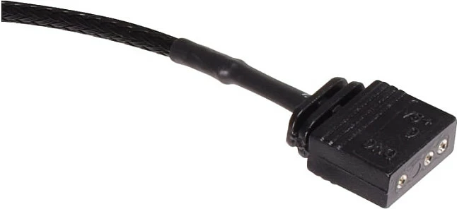 Kabllo zgjatëse aRGB Alphacool 3-Pin në 3-Pin, 15 cm, e mbështjellë, e zezë