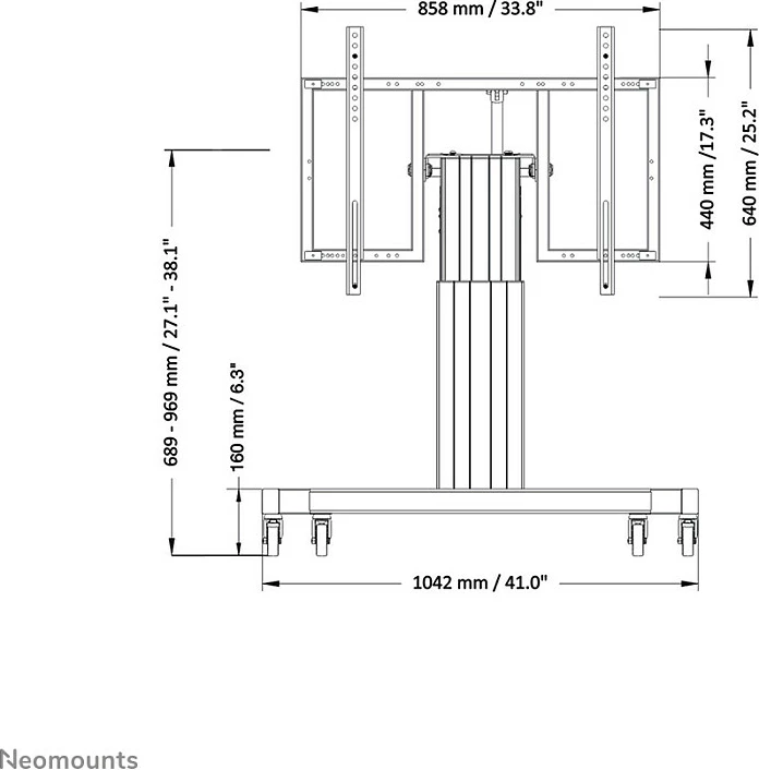 Karrocë motorike për TV/ekran Neomounts PLASMA-M2550TBLACK, 42"-85", 150 kg, e zezë