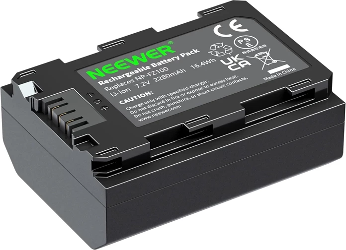 Bateri zëvendësuese Neewer NP-FZ100 2280mAh 7.2V Li-ion, e zezë