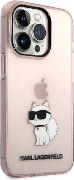 Mbështjellës Karl Lagerfeld KLHCP14LHNCHTCP për iPhone 14 Pro 6.1", hardcase, rozë