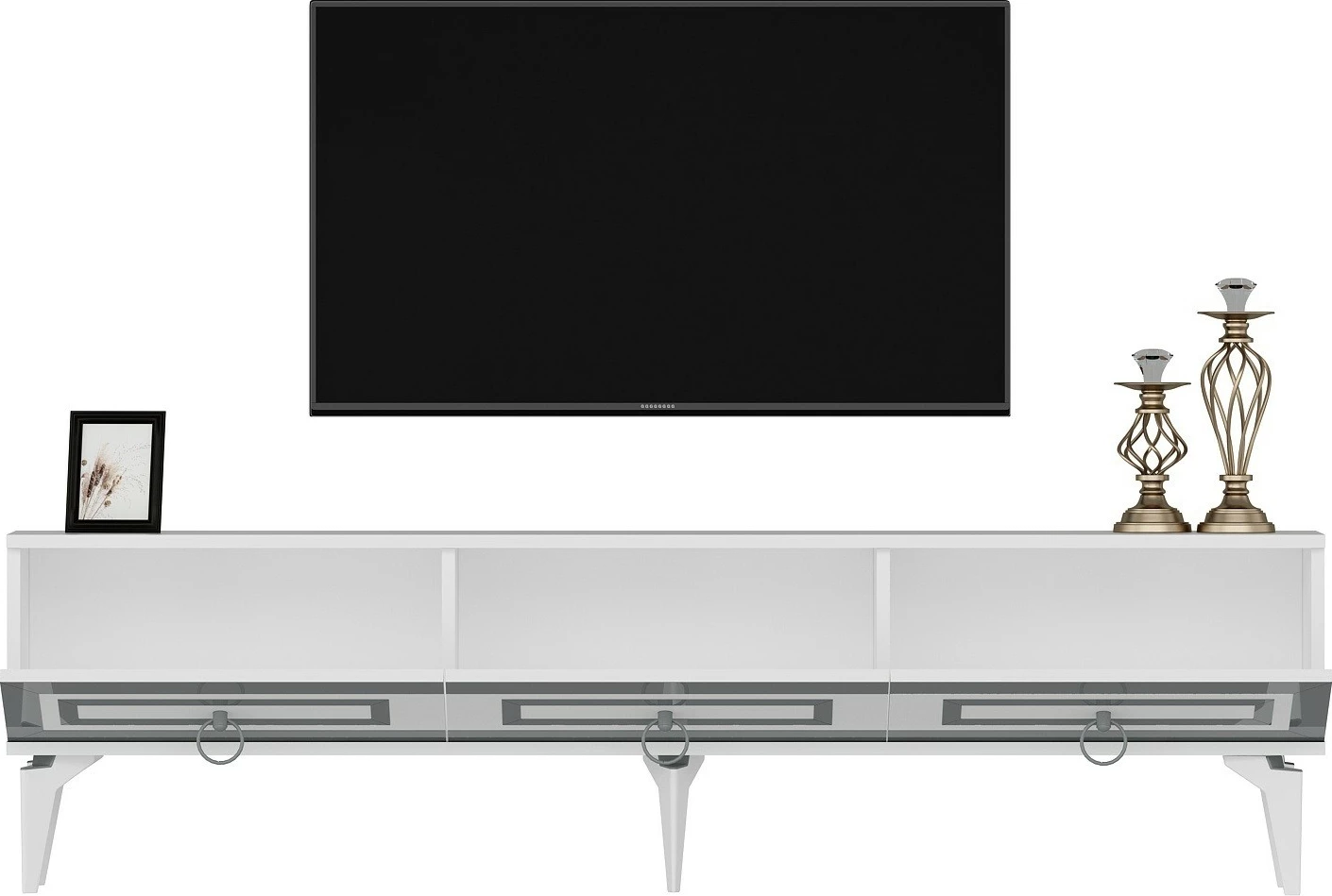 Komodë TV Hanah Home, Karya, e bardhë dhe argjend