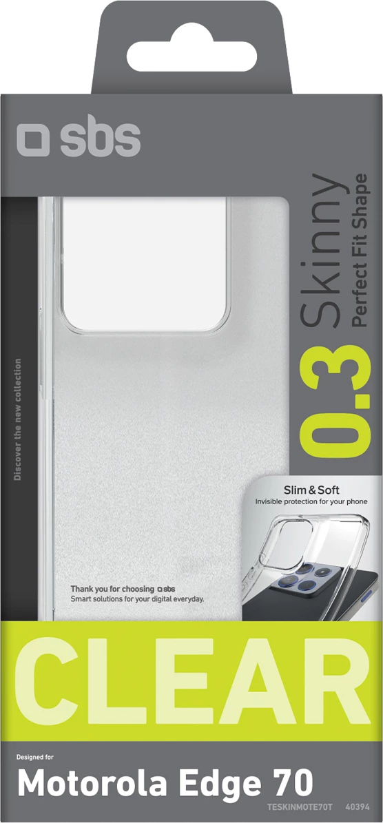 Mbështjellës SBS Skinny Cover për Motorola Edge 70, TPU, transparent