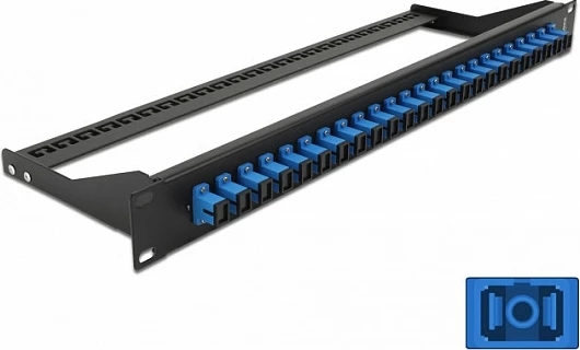 Patch panel fibër optike DeLOCK 19" 24-port SC Simplex, 1U, zi/blu