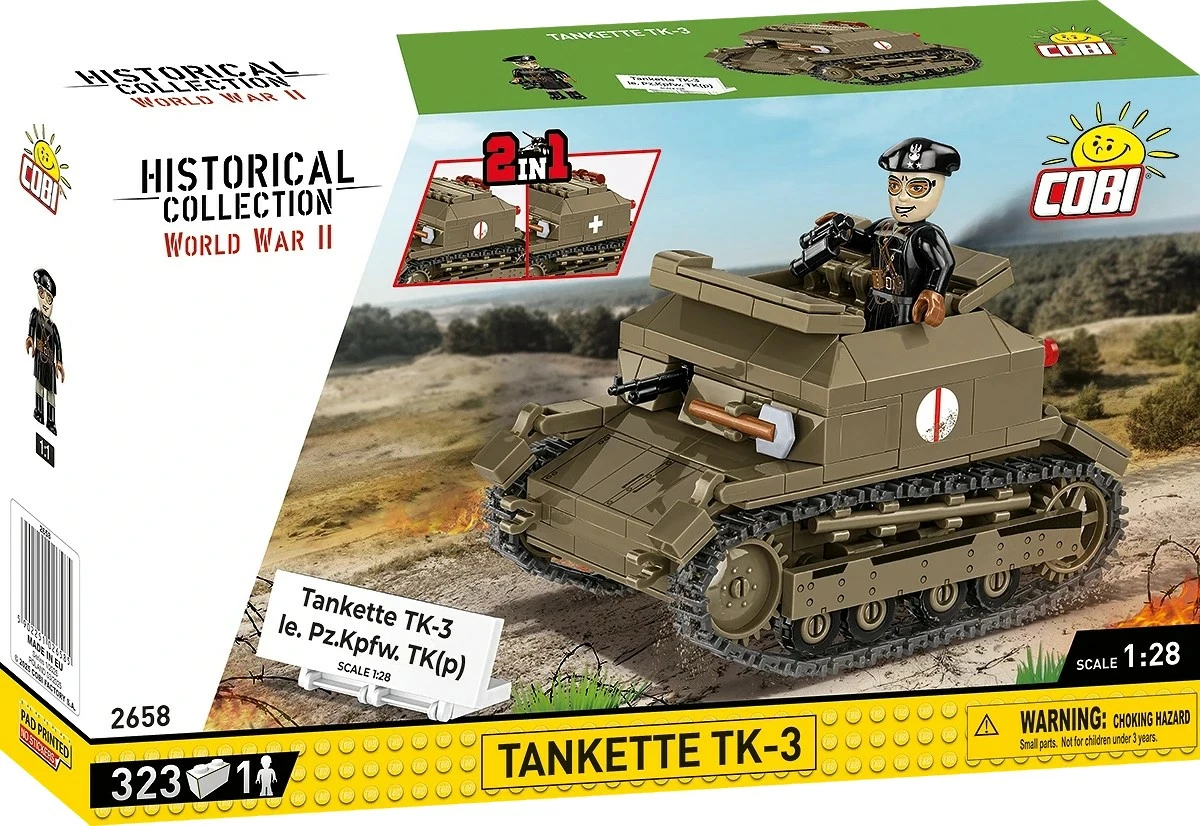 Set blloqesh Tankette TK-3 Cobi Klocki, 323 pjesë, me figurë, Jeshile