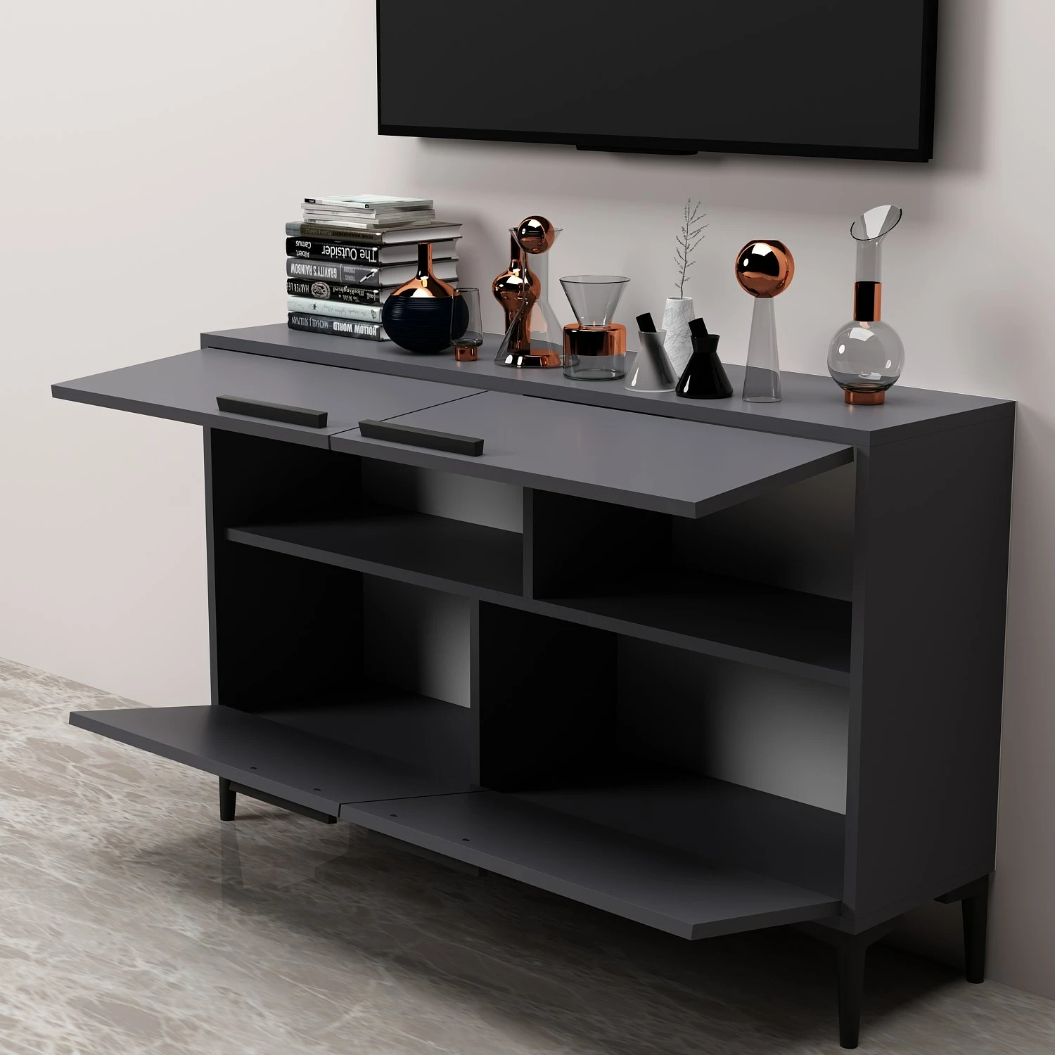 Komodë për TV Hanah Home, ngjyrë antracit