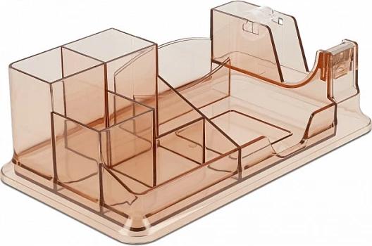 Organizator tavoline DeLOCK, 7 ndarje, 250 x 145 x 85 mm, plastikë, transparent/kafe
