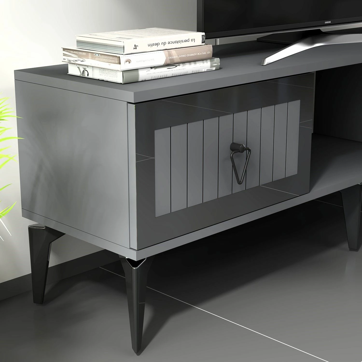 Komodë TV Skye Decor, Linda, anthracite, silver