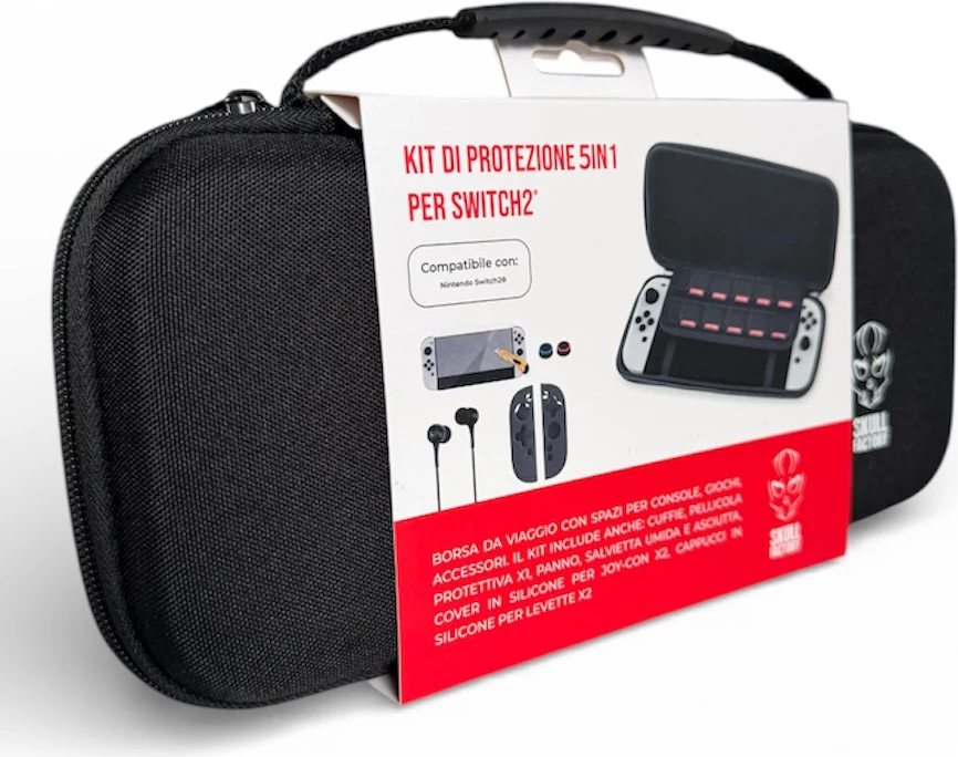 Set aksesorë Skull Factory 5 në 1 për Switch 2, i zi