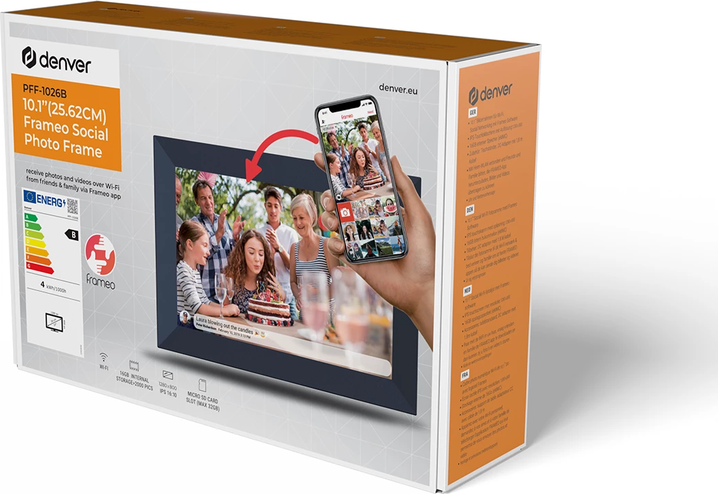 Kornizë digjitale Denver Frameo PFF-1026B, 10.1", 16 GB, e zezë