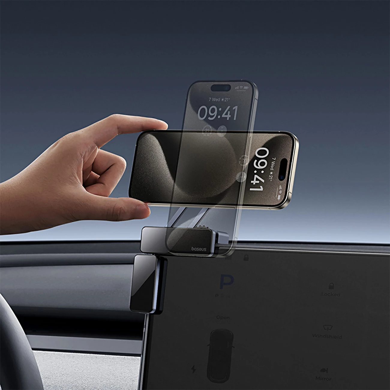 Mbajtës magnetik për celular Baseus MaxView, për ekran makine, MagSafe, Gri