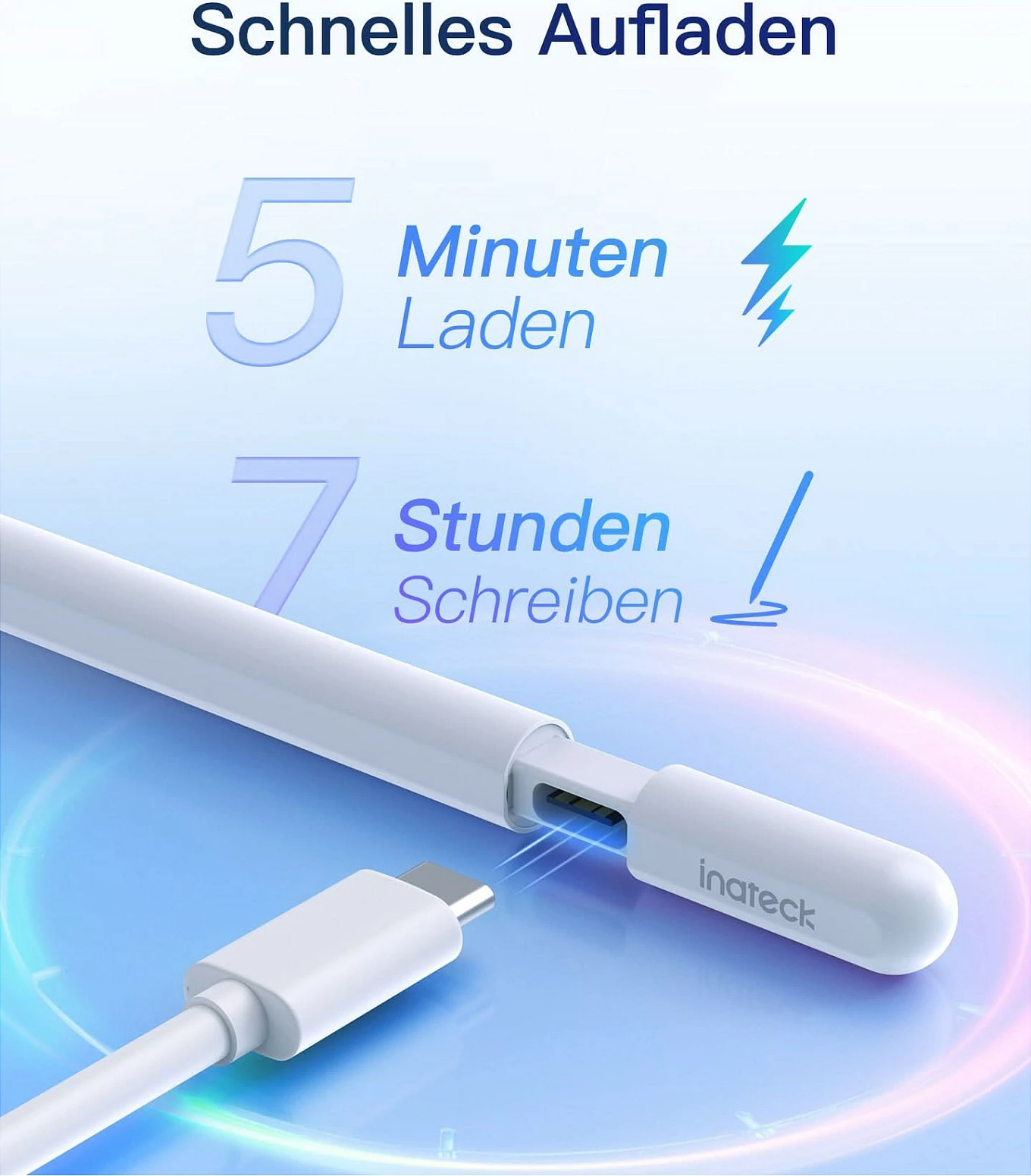 Stylus Pen inateck për iPad Pro 11"/12.9"/13", karikim magnetik, i bardhë 3