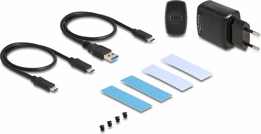 Kasë e jashtme DeLOCK për 2x M.2 NVMe, USB-C, 20 Gbps, RAID, e zezë