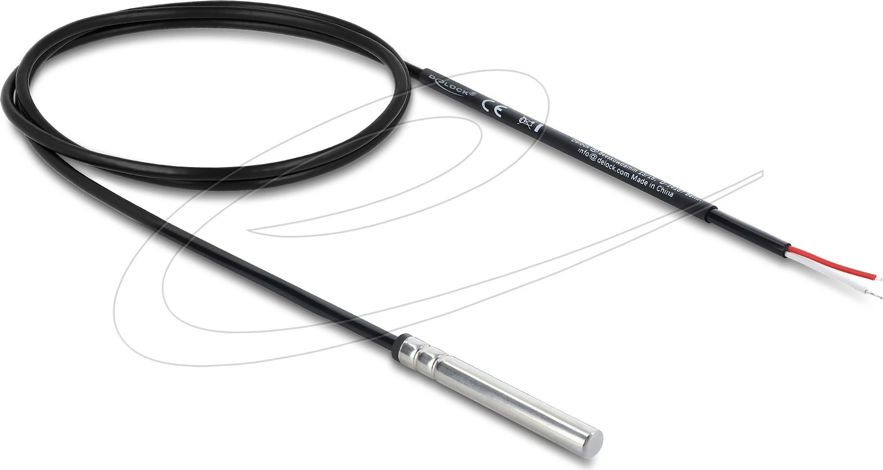 Sensor temperature DeLOCK 91406, 1 m, -20 deri 80°C, skaje të zhveshura, e zezë