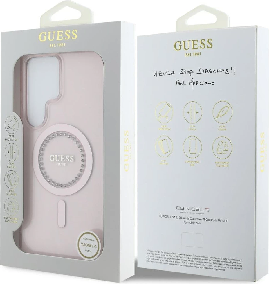 Mbështjellës Guess për Samsung Galaxy S25 Ultra, MagSafe, Rozë