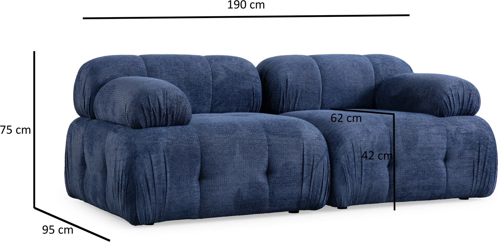 Divan dy-vendësh Atelier del Sofa Petite 2, ngjyrë blu nate