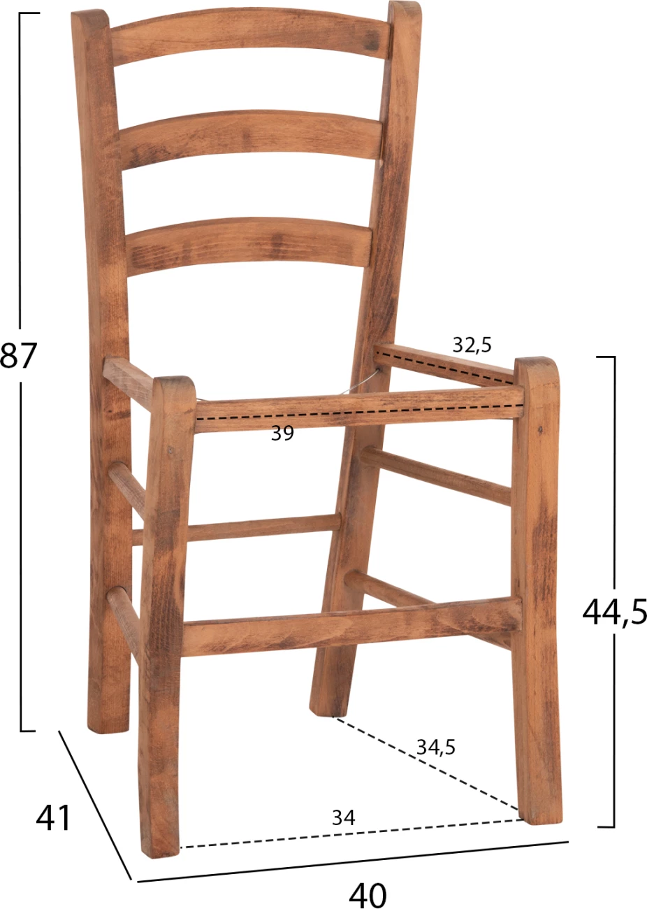 Karrige PAROS FH5585.01 dru ahu, ngjyrë arre, 40x41x87 cm, vetëm korniza