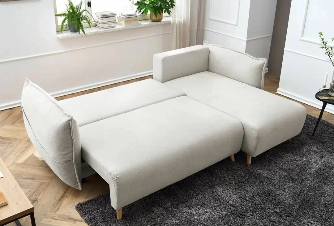 Kënd-sofë krevate, Atelier del Sofa, ngjyrë krem, me 8 jastëkë