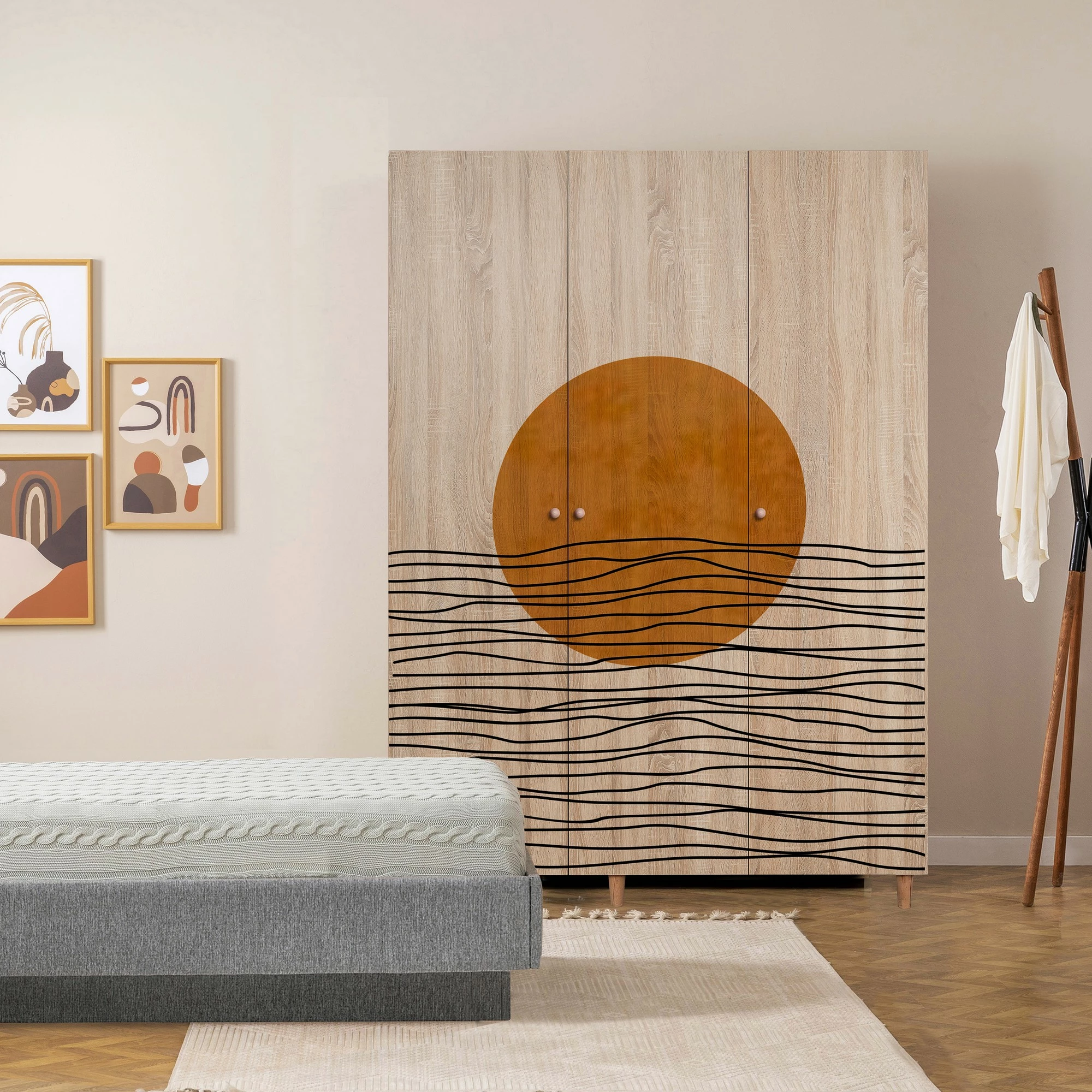 Dollap Lena 3, ngjyrë sonomo, Skye Decor, 135x192x52cm