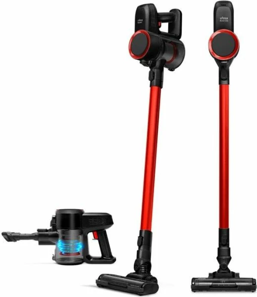 Fshesë me korrent vertikale UFESA Kalahari 2-në-1 (stick & handheld), filtër efikas, enë pluhuri e heqshme, kuqe/zezë
