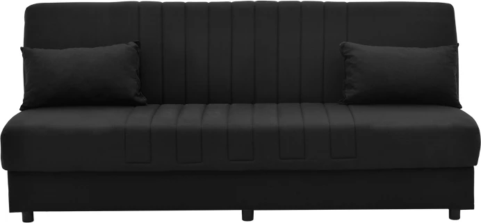 Divan trefishtë me shtrat dhe hapësirë ruajtjeje, ngjyrë e zezë,, 190x85x90cm