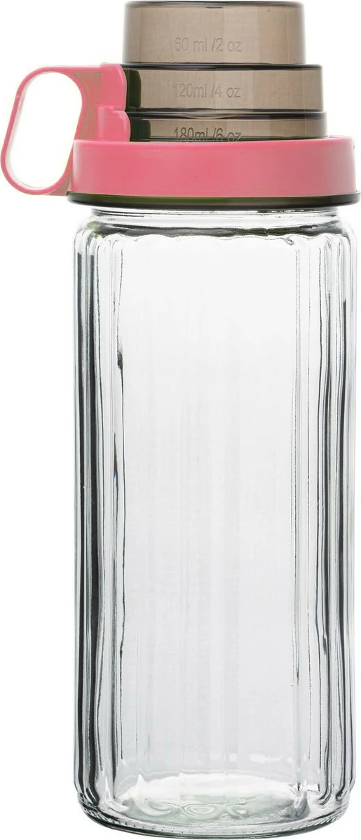 Enë qelqi për ruajtje, kapak matës plastik, shumëngjyrëshe, Hermia Concept, 1430 ml