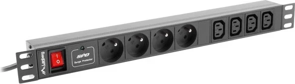 Njësi shpërndarëse e rrymës Lanberg PDU-04E04I-0200-BK, 4 dalje AC, 1U, e zezë