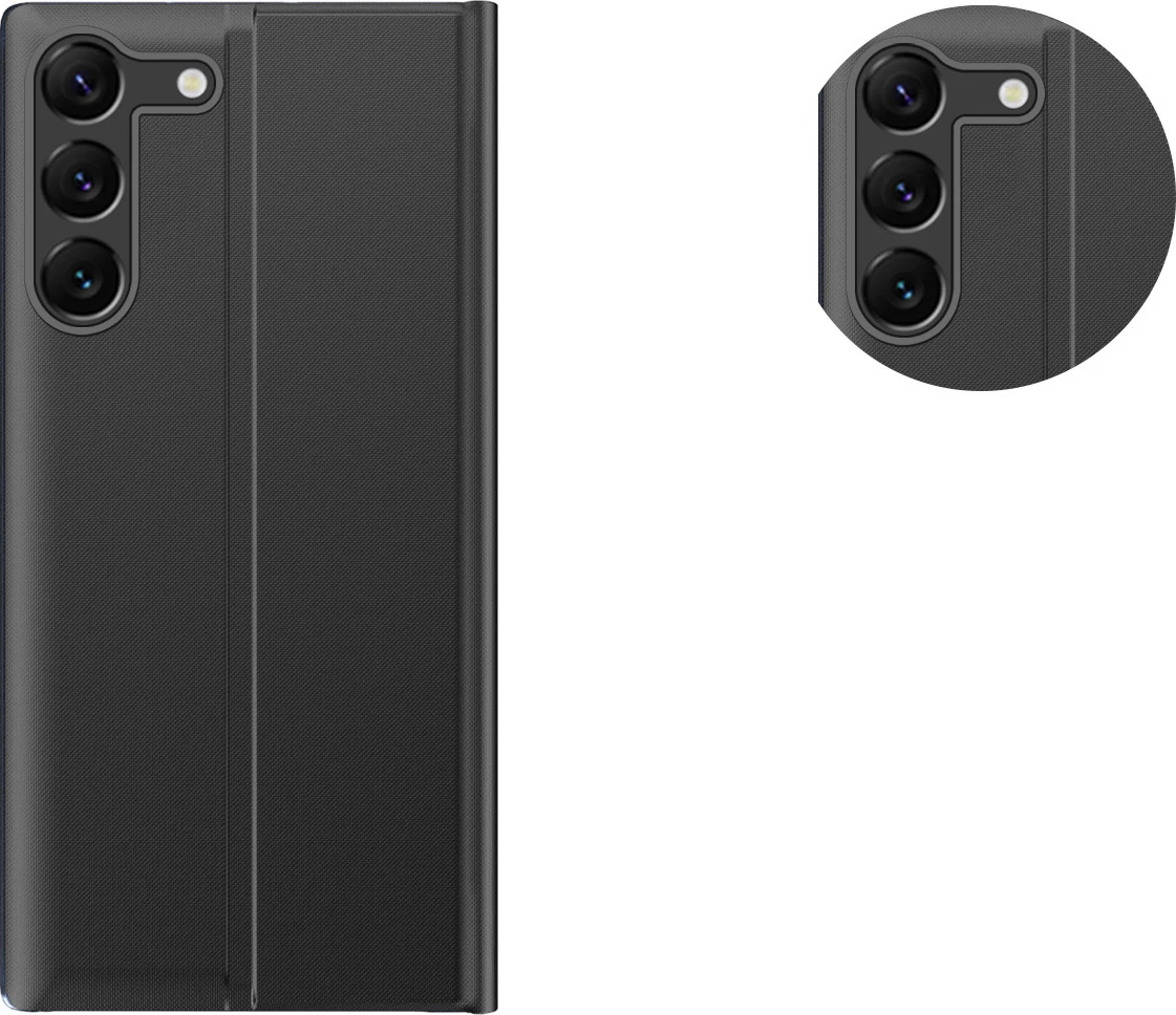 Mbështjellës Hurtel New Sleep View Case për Samsung Galaxy S24+, me kapak, e zezë