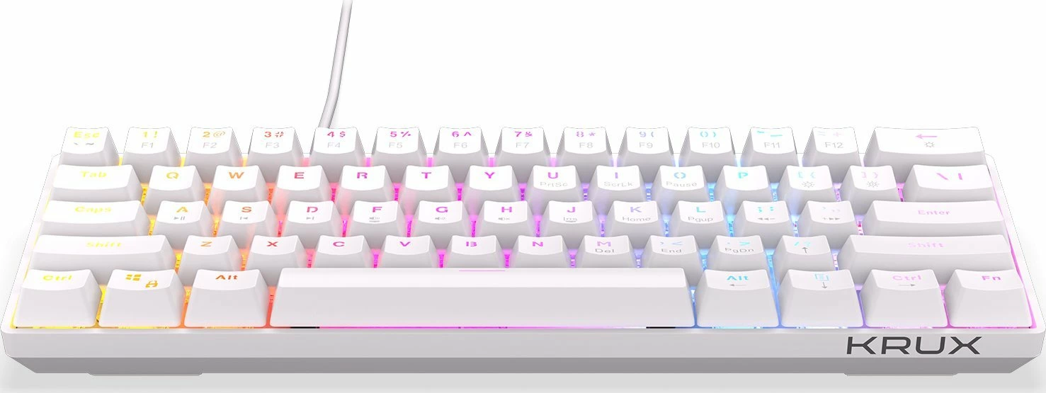 Tastierë mekanike gaming Krux Qara KRX0138 60% Outemu Red RGB USB, e bardhë