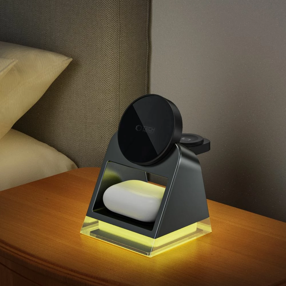 Karikues wireless 3-në-1 Tech-Protect QI15W-A43 me MagSafe, për Apple, i zi