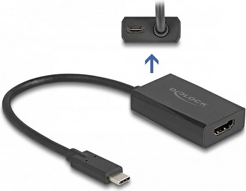 Adapter DeLOCK HDMI (female) në USB-C (male) DP Alt Mode, 4K, PD 100W, i zi