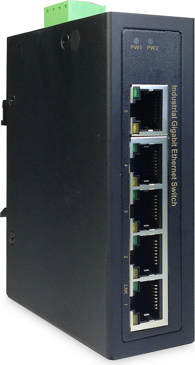 Switch Digitus Industrial 5-Port Gigabit Ethernet, DIN Rail/Wall Mount, 10/100/1000, i zi