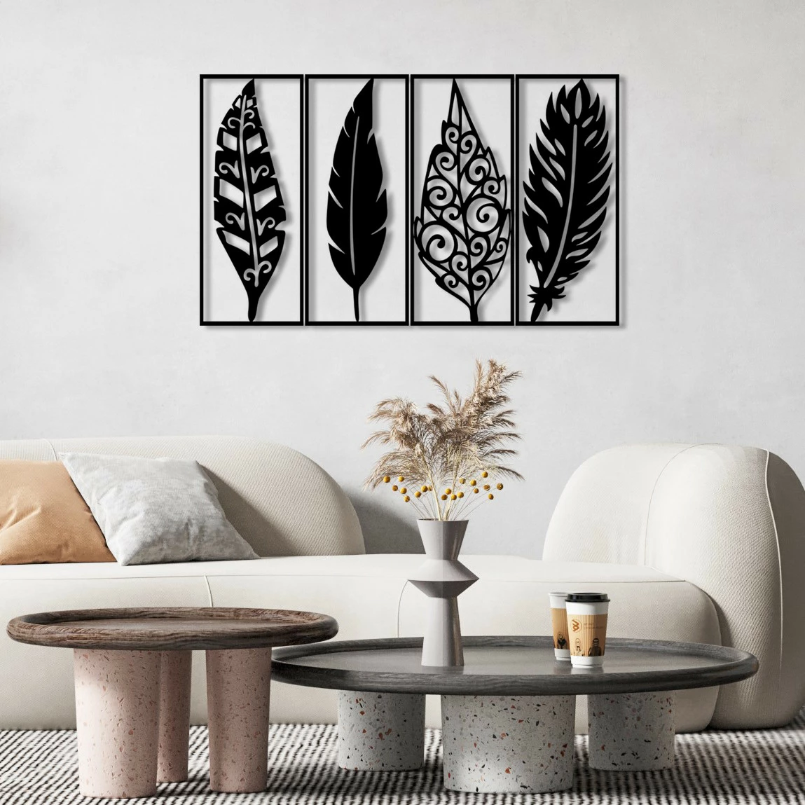 Aksesor dekorativ metalik për mur Wallity, Safderun, ngjyrë e zezë, 100x60cm