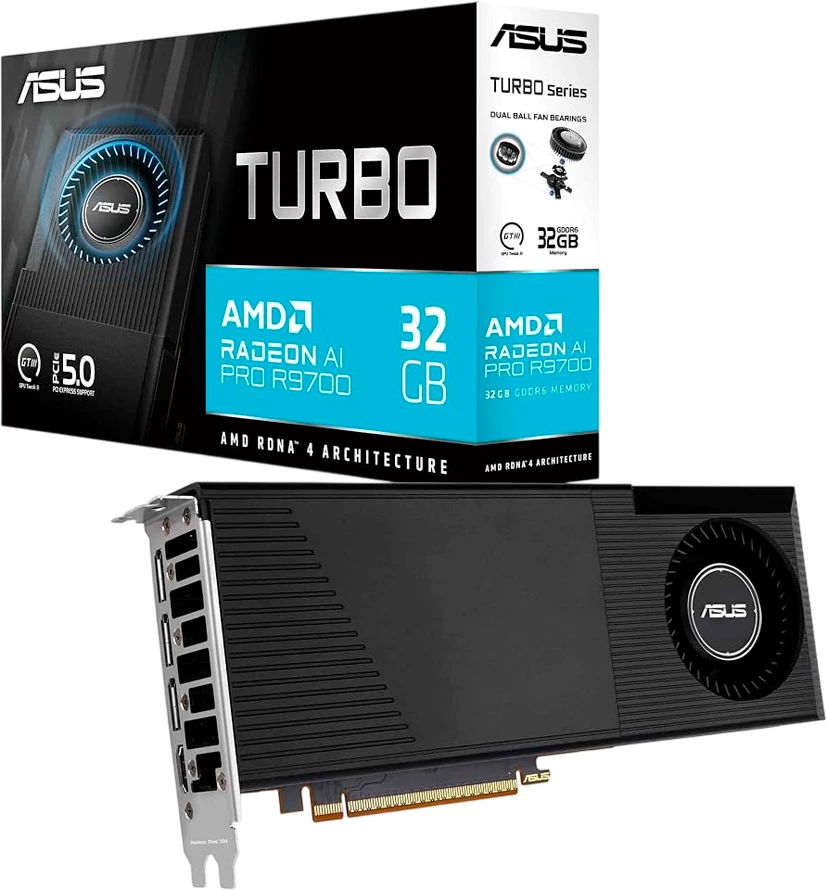 Kartelë grafike ASUS Turbo Radeon AI PRO R9700 32GB GDDR6 PCIe 5.0, e zezë