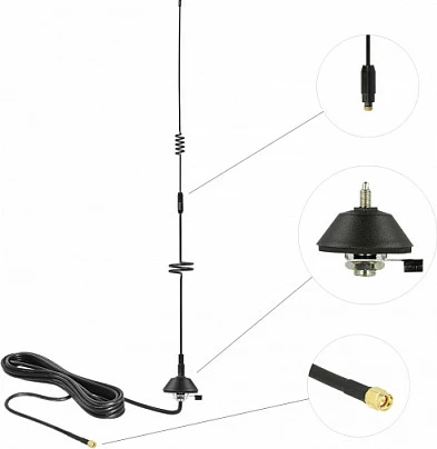Antenë LTE DeLOCK, SMA mashkull, 5-7 dBi, kabllo RG-58 3 m, e zezë