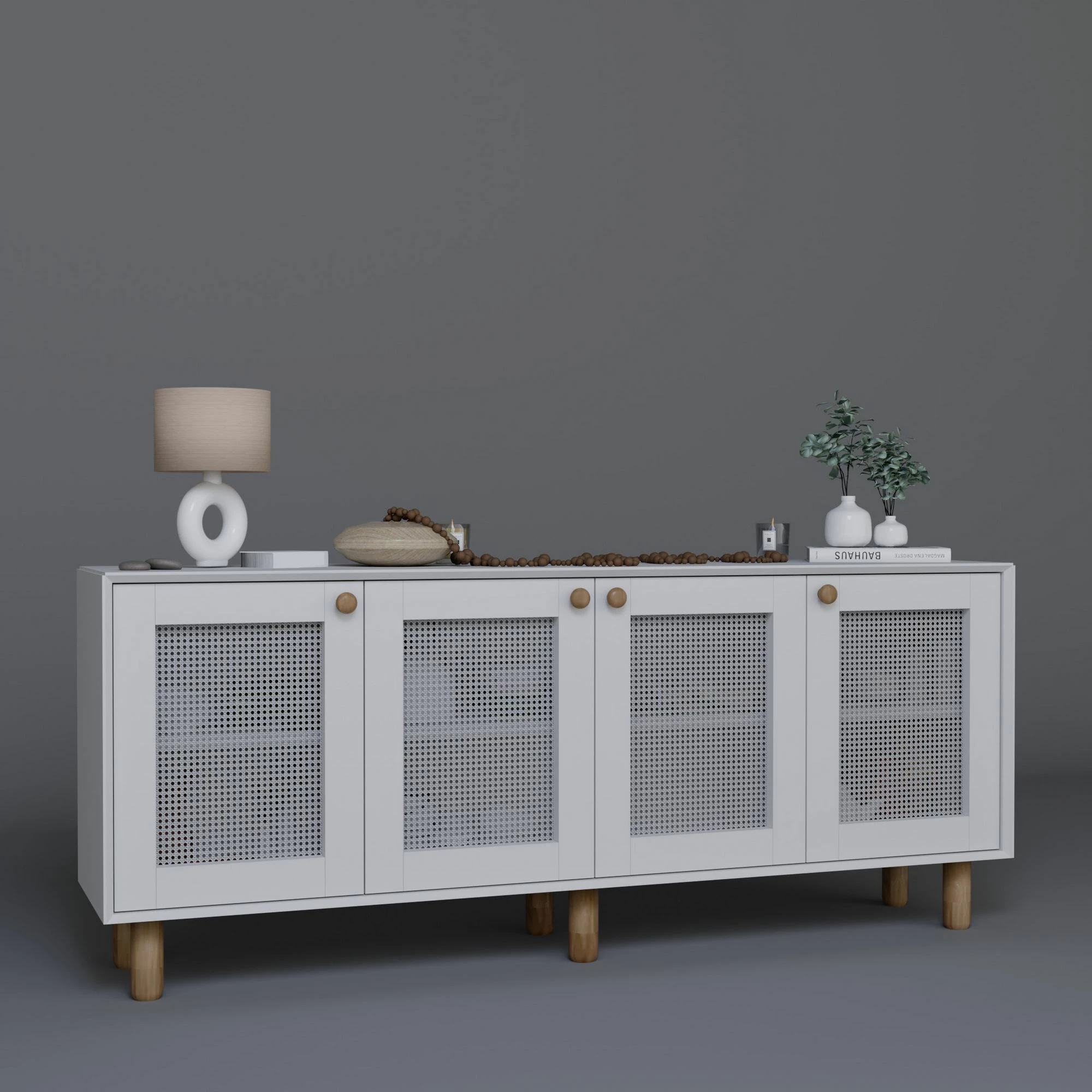 Konsol bohemian, ngjyrë e bardhë, Skye Decor, 180x75x40cm