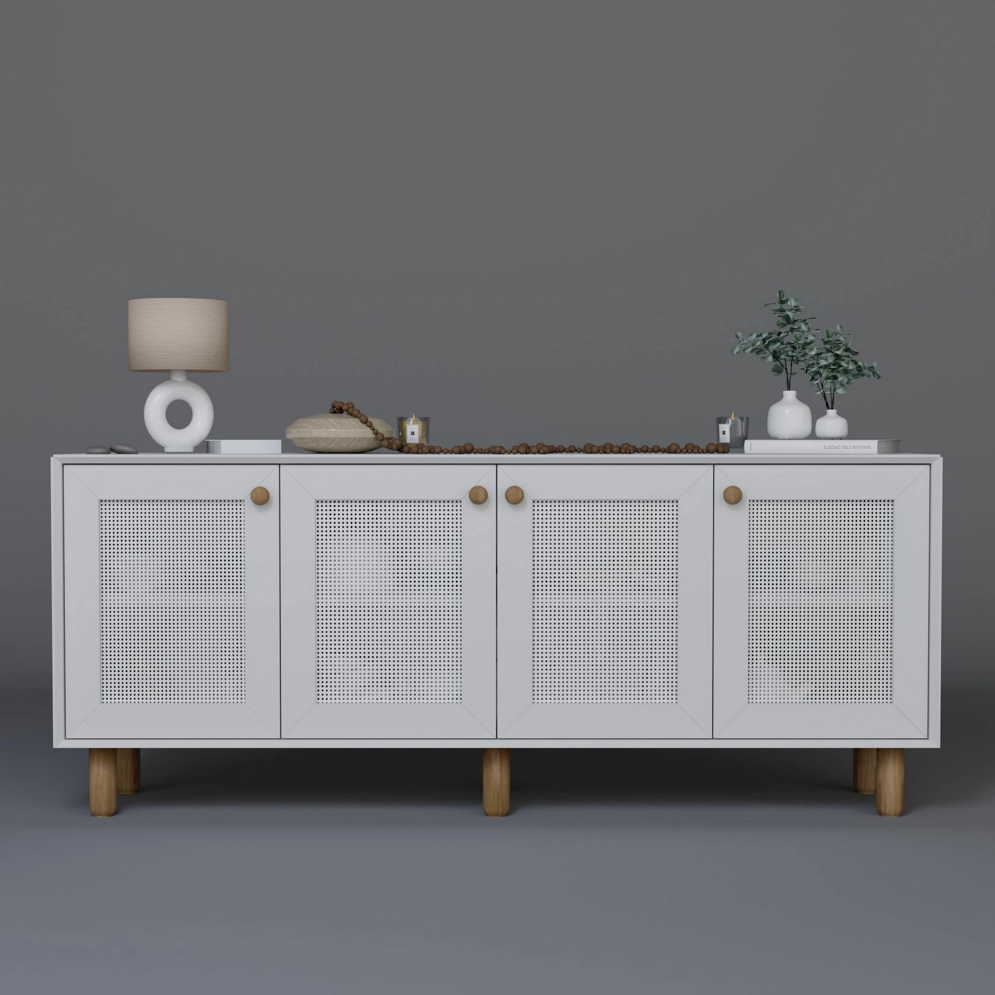 Konsol bohemian, ngjyrë e bardhë, Skye Decor, 180x75x40cm