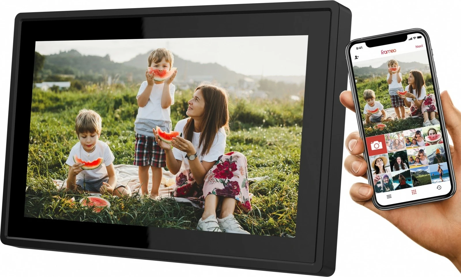 Kornizë digjitale foto/video Sencor SDF 1092 B WiFi 10.1\" IPS Touch 1280x800 4.6GB microSD/USB, e zezë, me stojak + adaptor rryme
