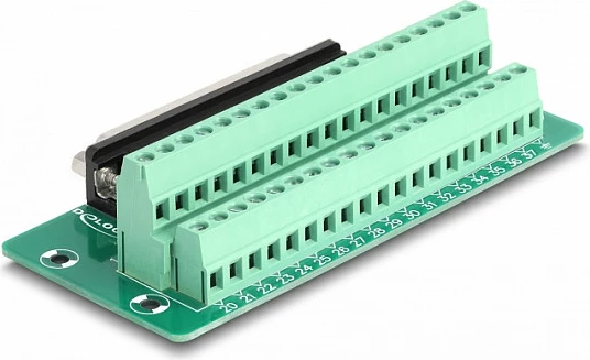 Adapter terminal bllok DeLOCK D-Sub 37-pin femër për DIN shinë, AWG 24-12, jeshil