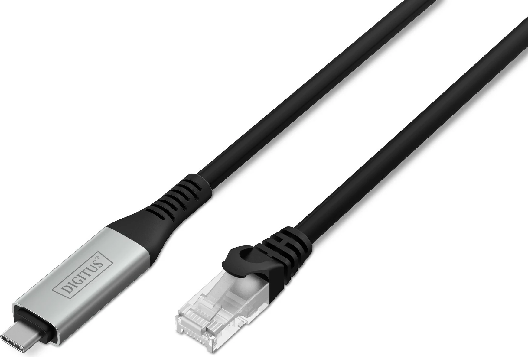 Kabllo USB-C në RJ-45 Digitus Cat6a 2m, e zezë