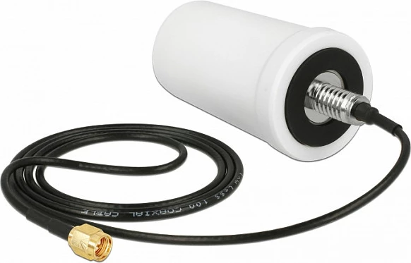 Antenë WiFi DeLOCK SMA, 3 dBi, kabllo 1 m, IP67, e bardhë