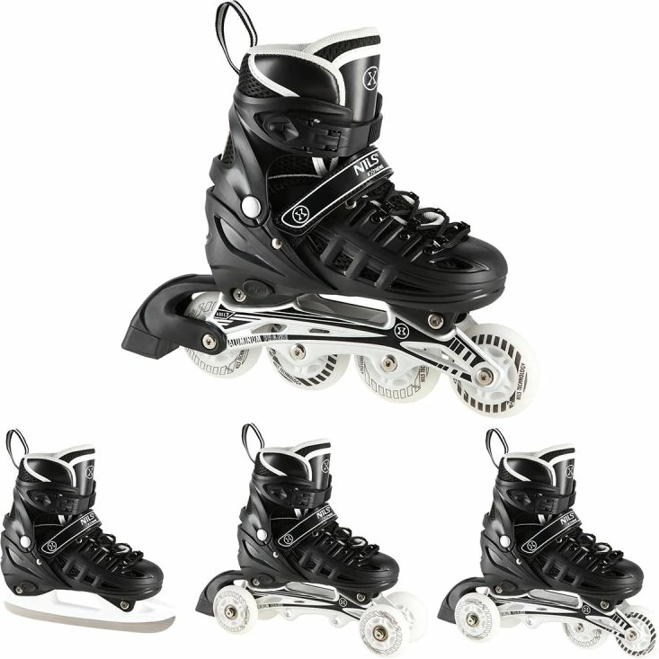 Rollera 4-në-1 Nils Extreme NH10905, të zeza LED, M (35-38)