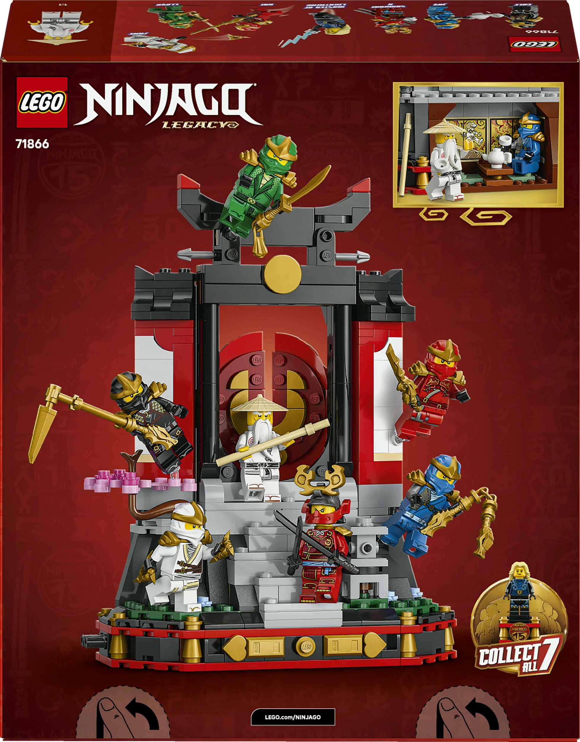 Set ndërtimi LEGO NINJAGO 71866 Ninja Character Display 15th Anniversary, 447 pjesë, 8 minifigura, 14+, multicolor