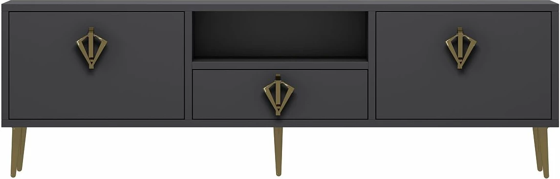 Komodë TV, ngjyrë antracit dhe ari, Skye Decor, 1313-DROP-32