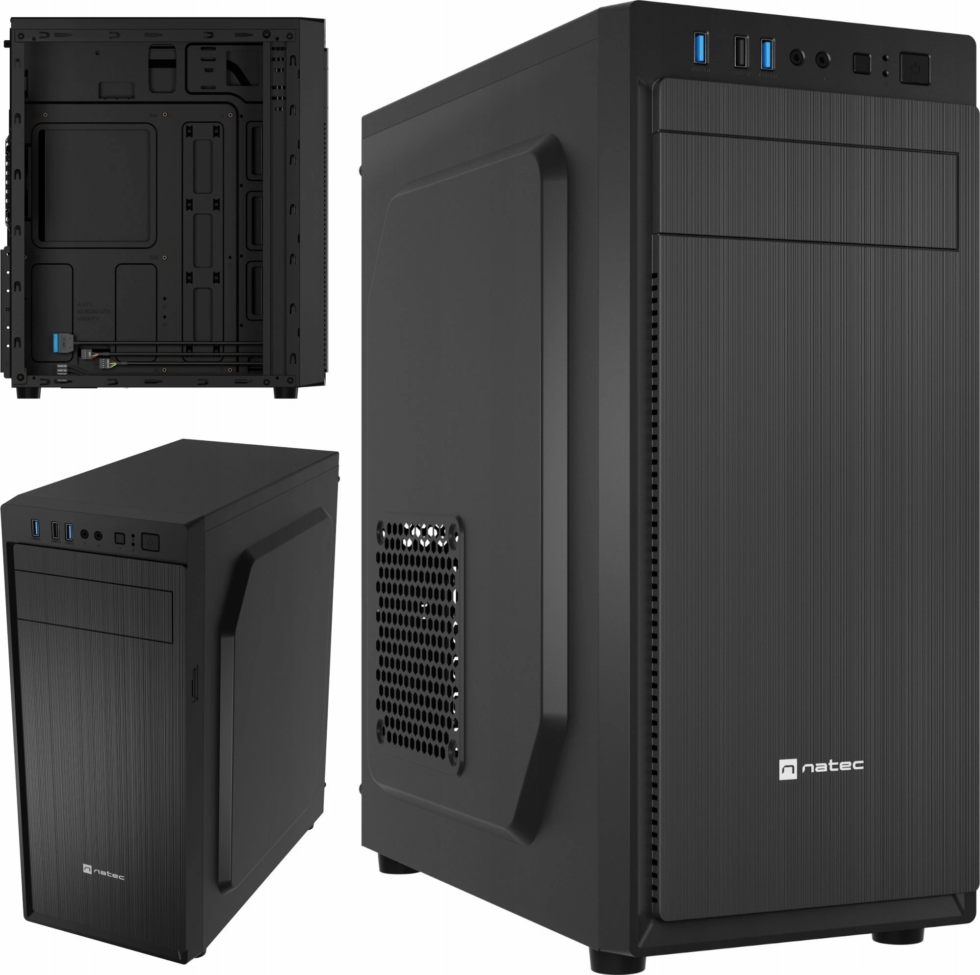 Kasë Natec Aracanta NPC-2326 Midi Tower ATX/Micro ATX/Mini-ITX, pa PSU, pa dritare, e zezë