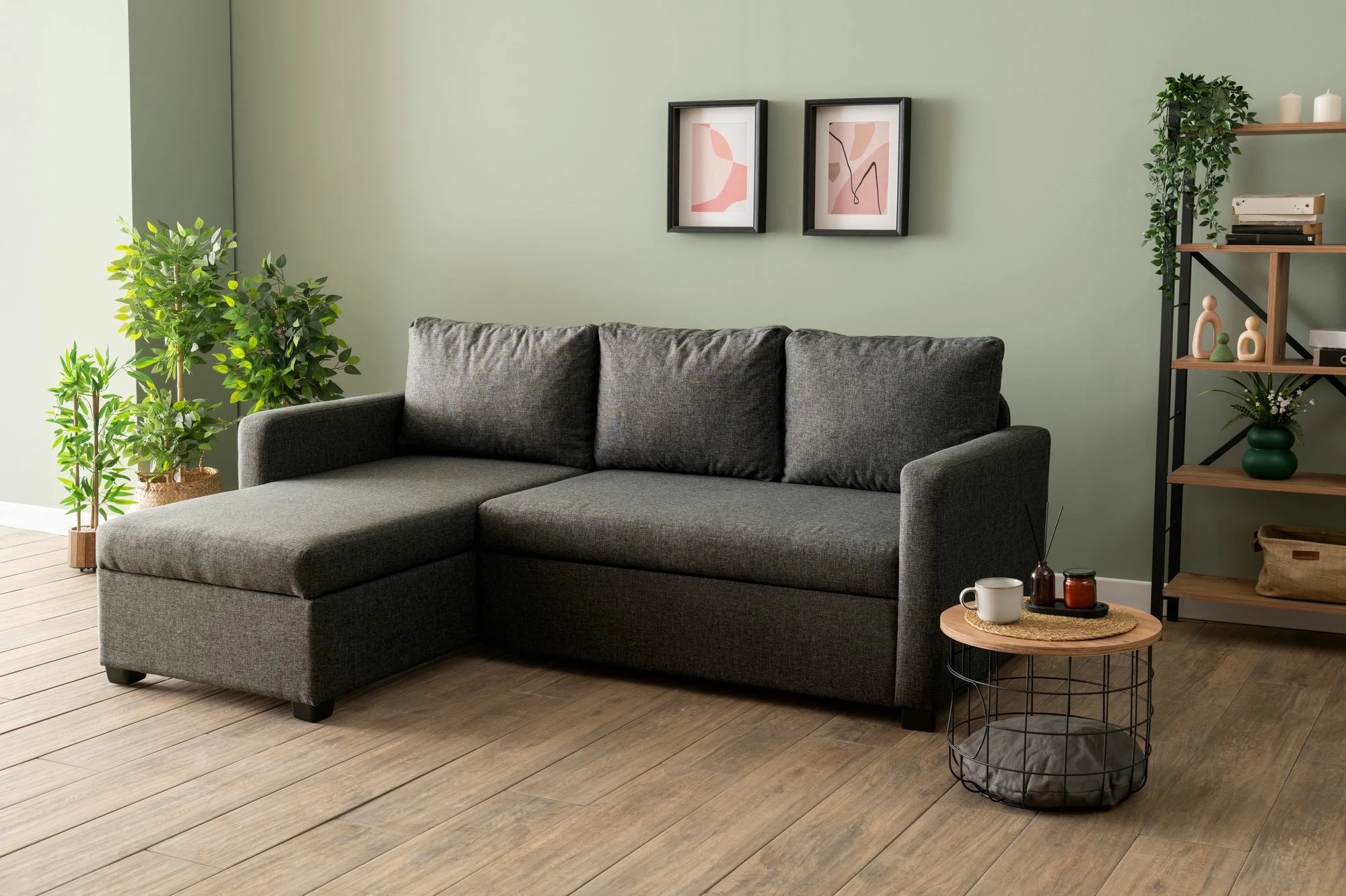 Kënd-sofë krevate Atelier del Sofa, ngjyrë gri e errët