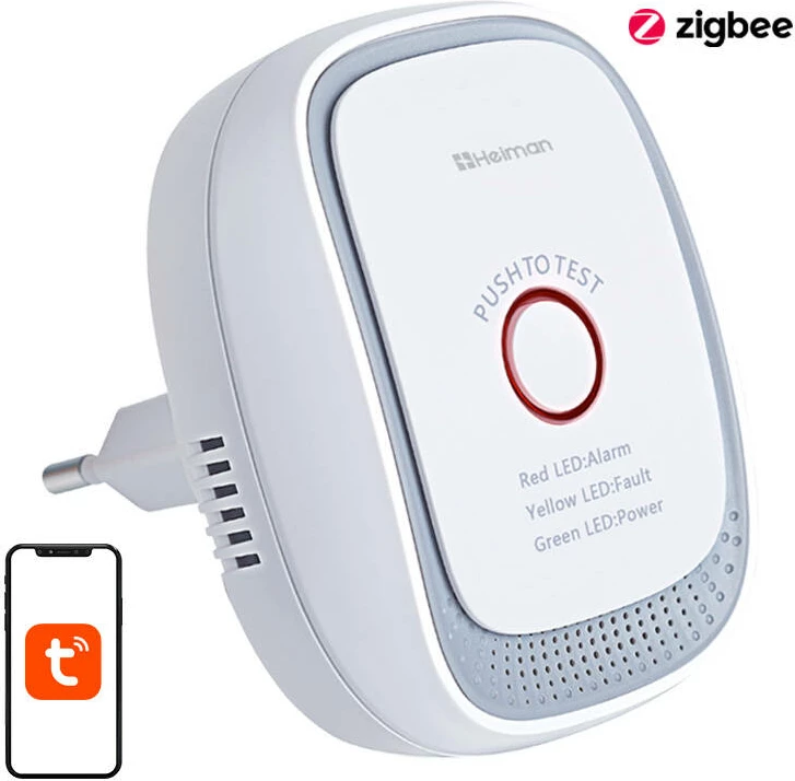 Detektor gazi natyror Heiman HS1CG-E, ZigBee, Tuya Smart Life, i bardhë
