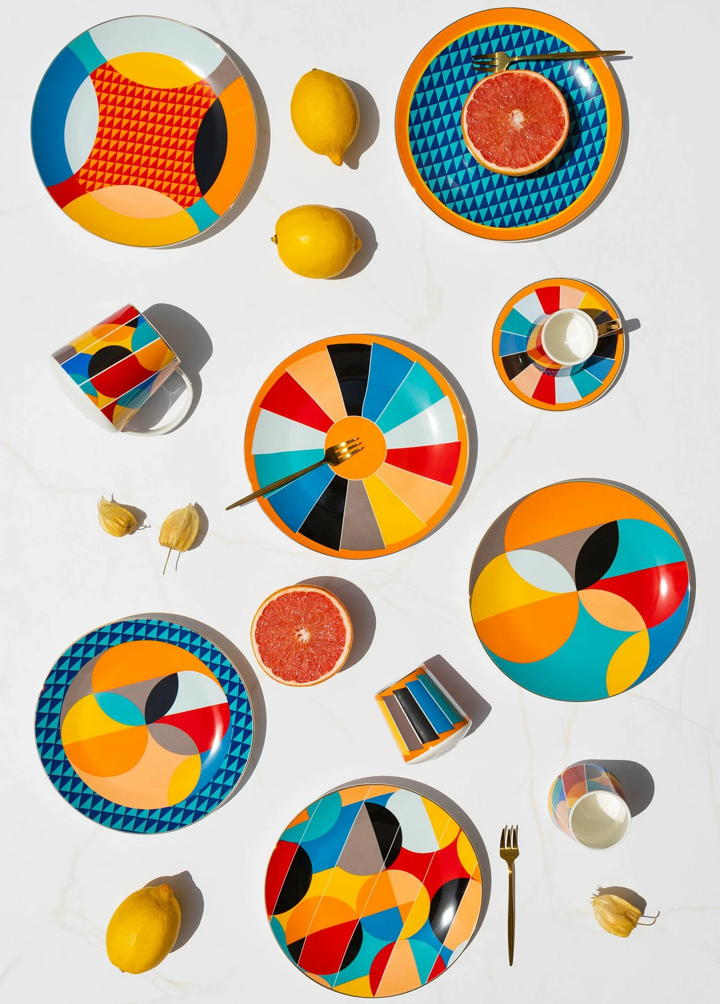 Set pjatash për ëmbëlsira, shumëngjyrëshe, Hermia, DNR0077, 6 copë